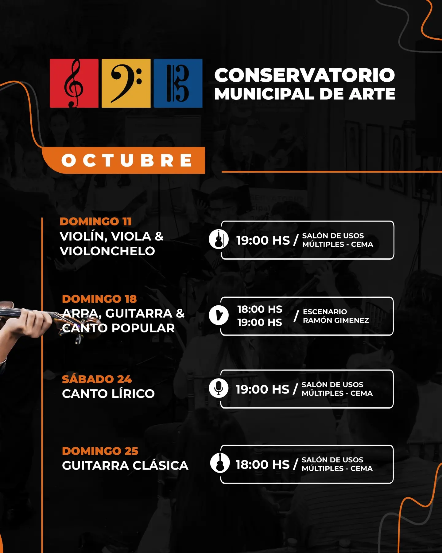 Afiche de Clausura académica de guitarra clásica